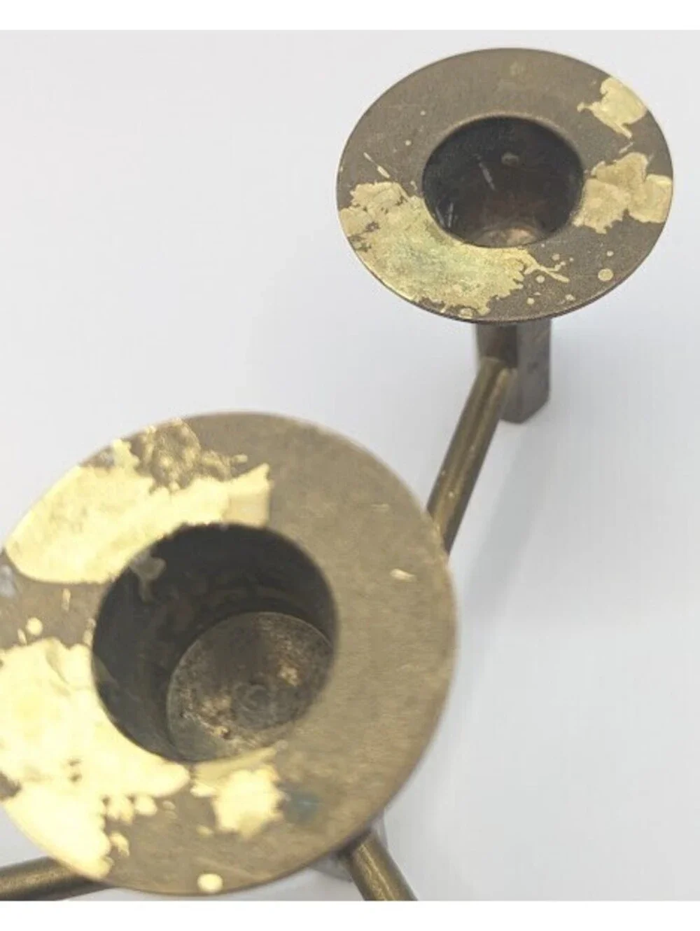 Vintage Brass Tripod Candelabra Mid Century Modern Candle Holder Made in India